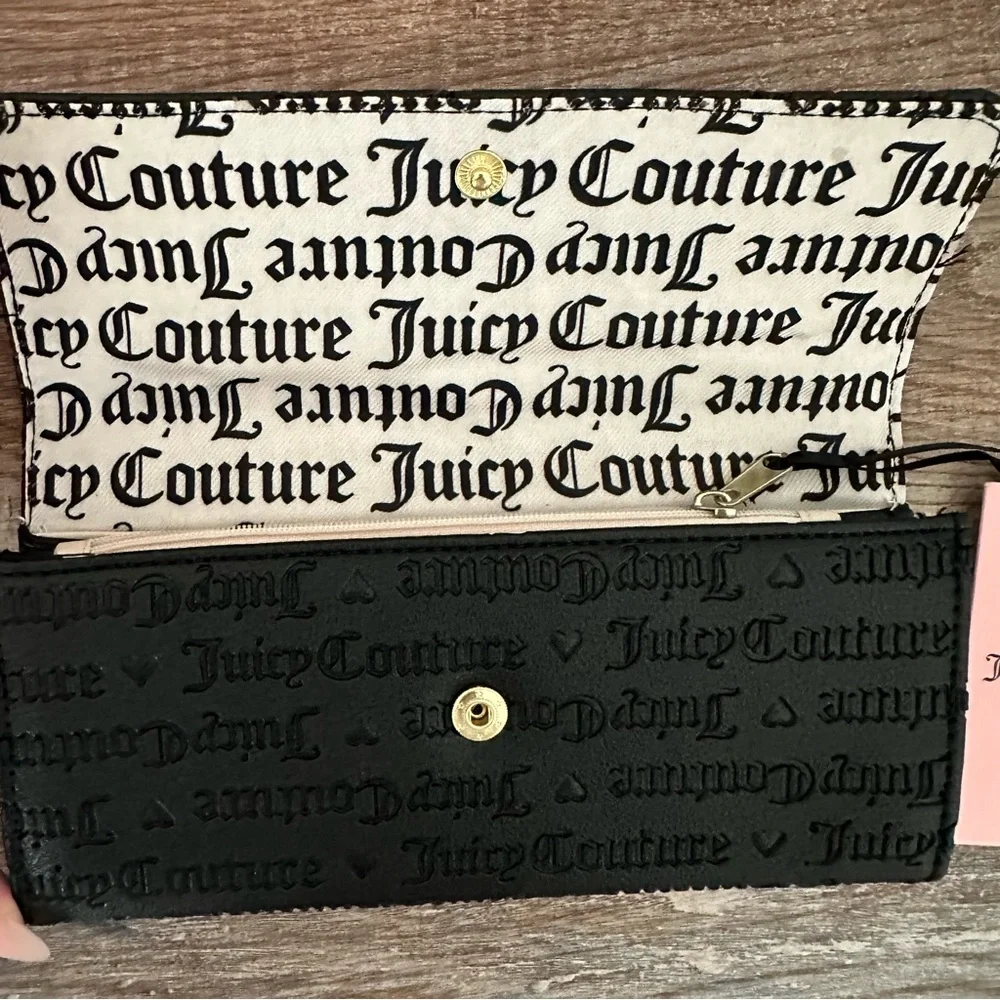 Juicy Couture Black Embossed Flap Wallet/Clutch